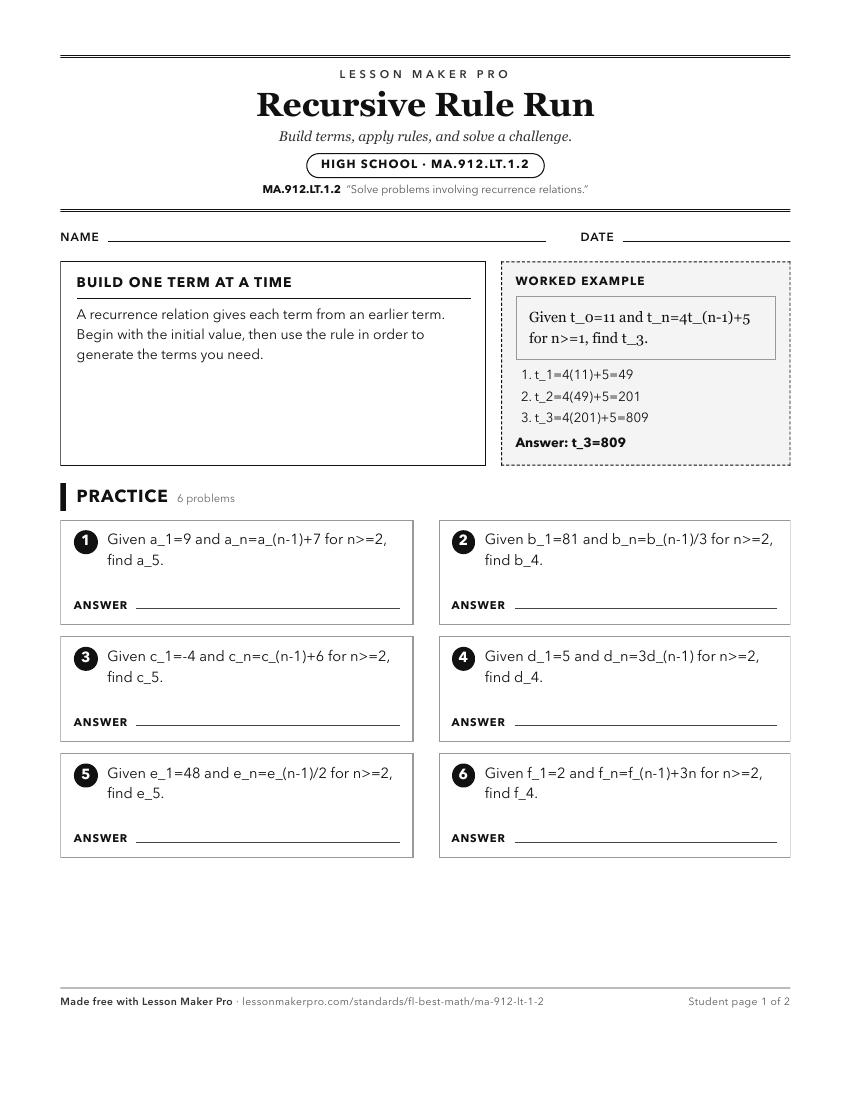 Preview of the MA.912.LT.1.2 printable worksheet