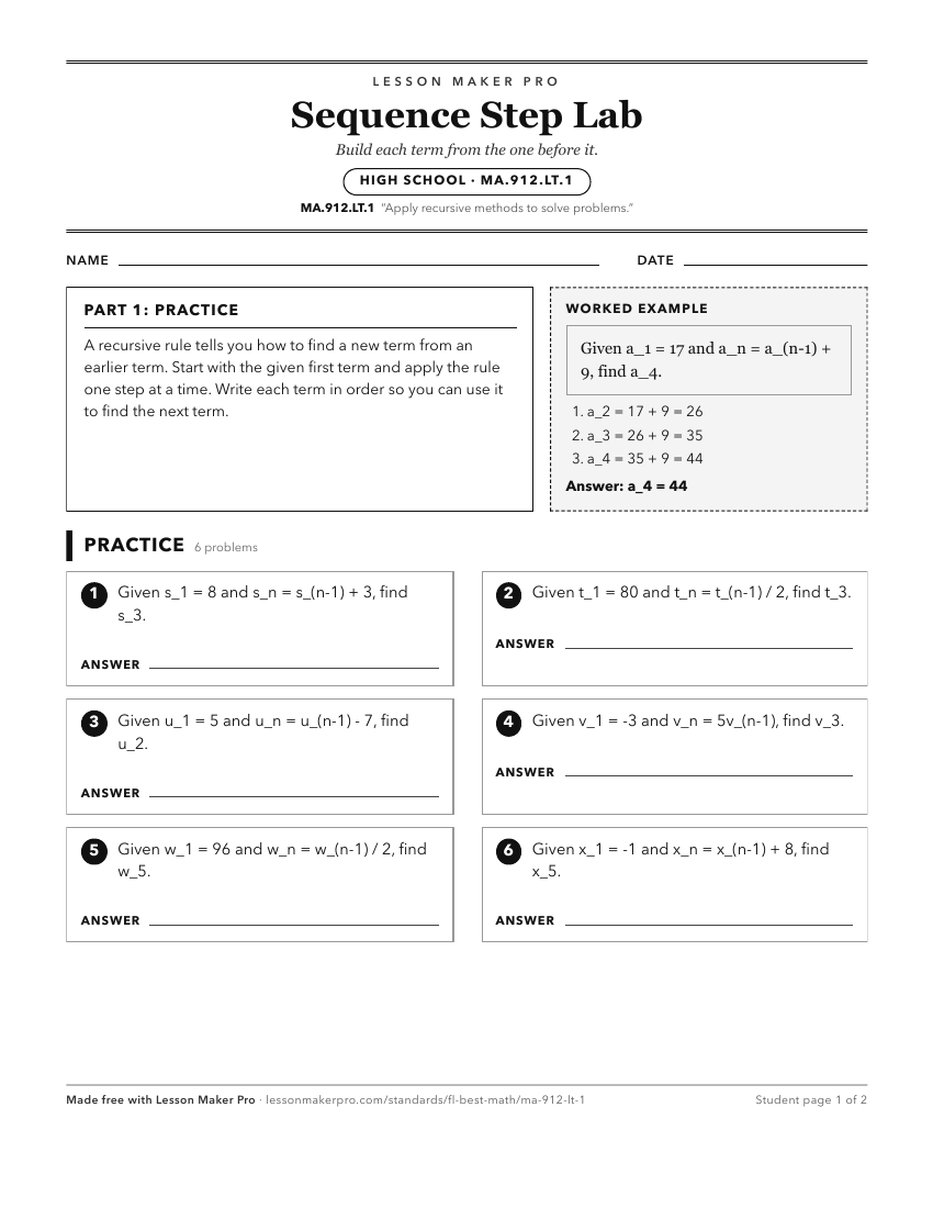 Preview of the MA.912.LT.1 printable worksheet