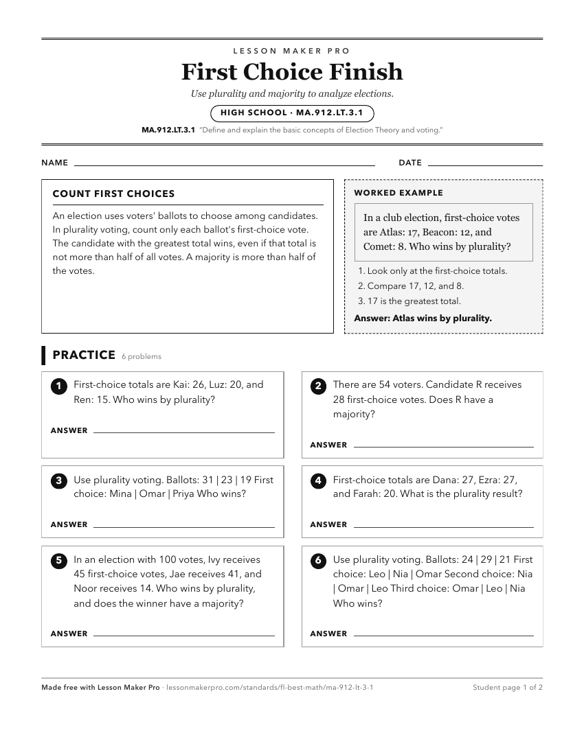 Preview of the MA.912.LT.3.1 printable worksheet
