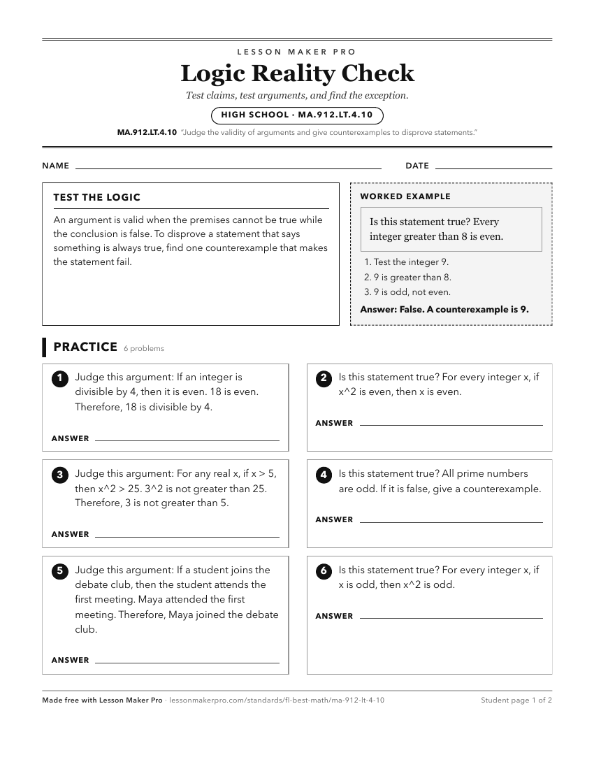Preview of the MA.912.LT.4.10 printable worksheet