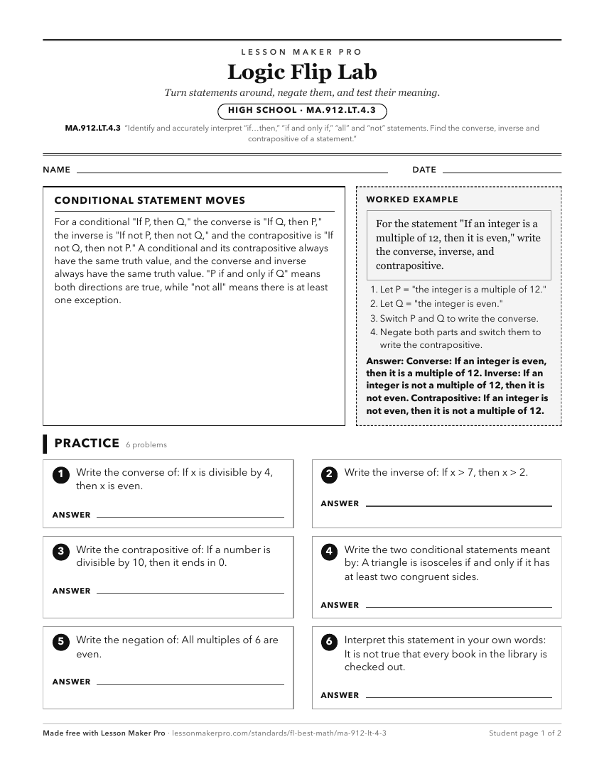 Preview of the MA.912.LT.4.3 printable worksheet
