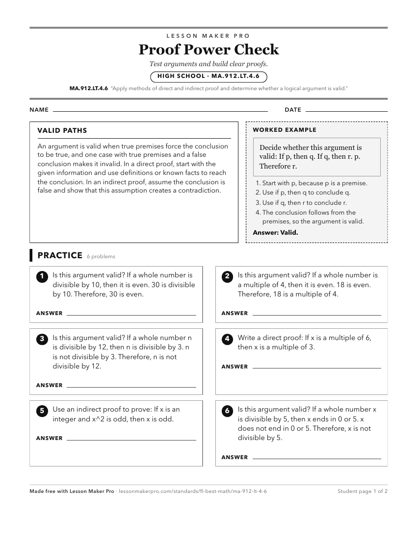 Preview of the MA.912.LT.4.6 printable worksheet