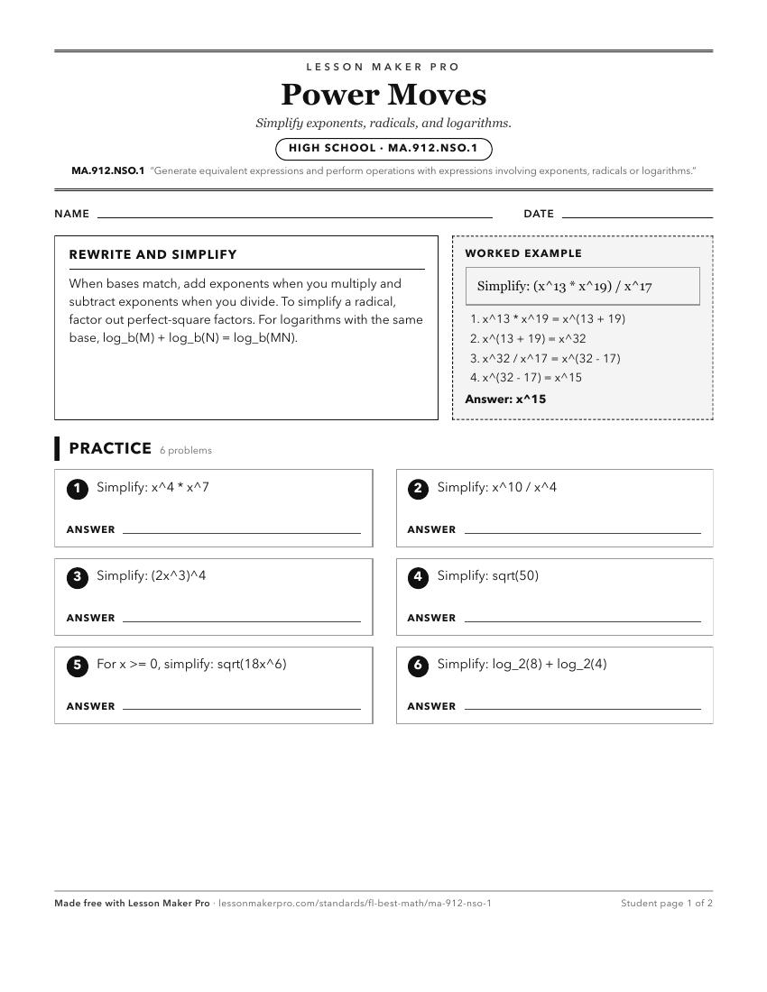 Preview of the MA.912.NSO.1 printable worksheet