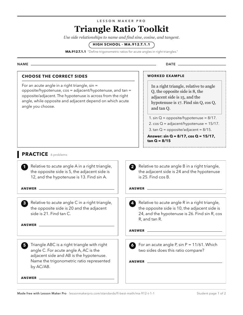 Preview of the MA.912.T.1.1 printable worksheet