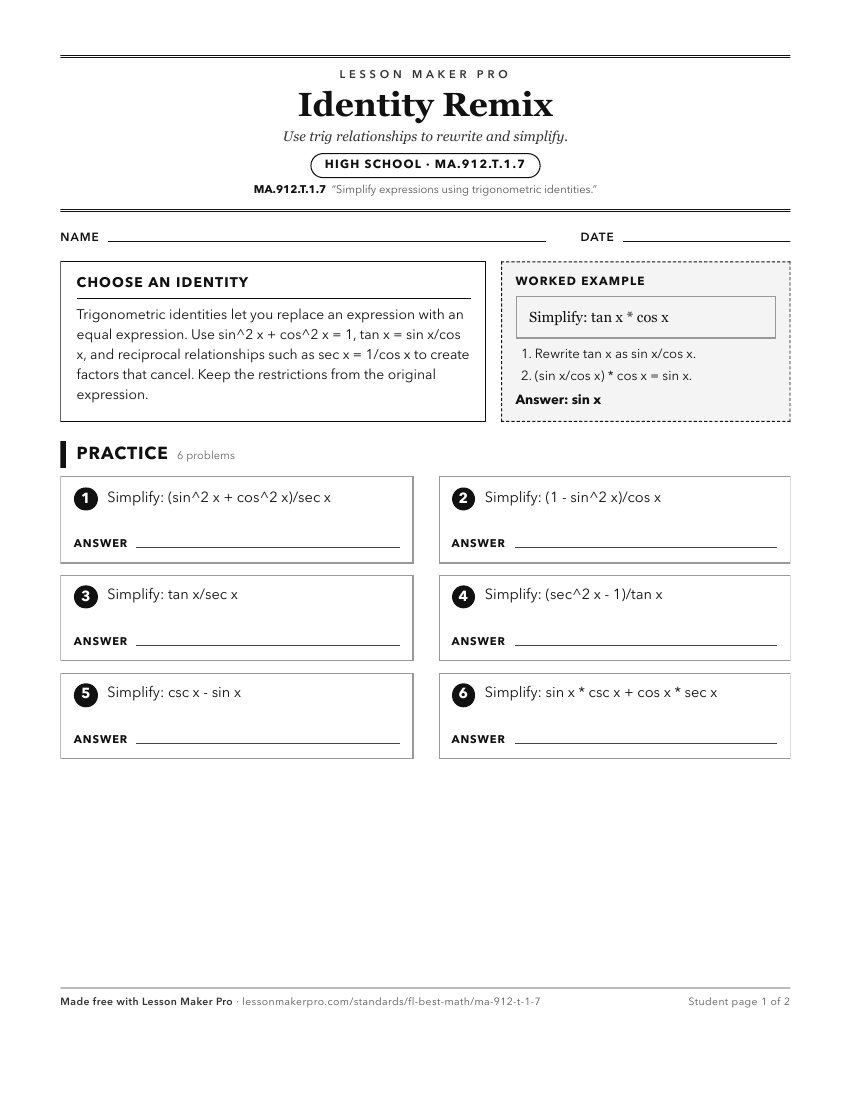 Preview of the MA.912.T.1.7 printable worksheet