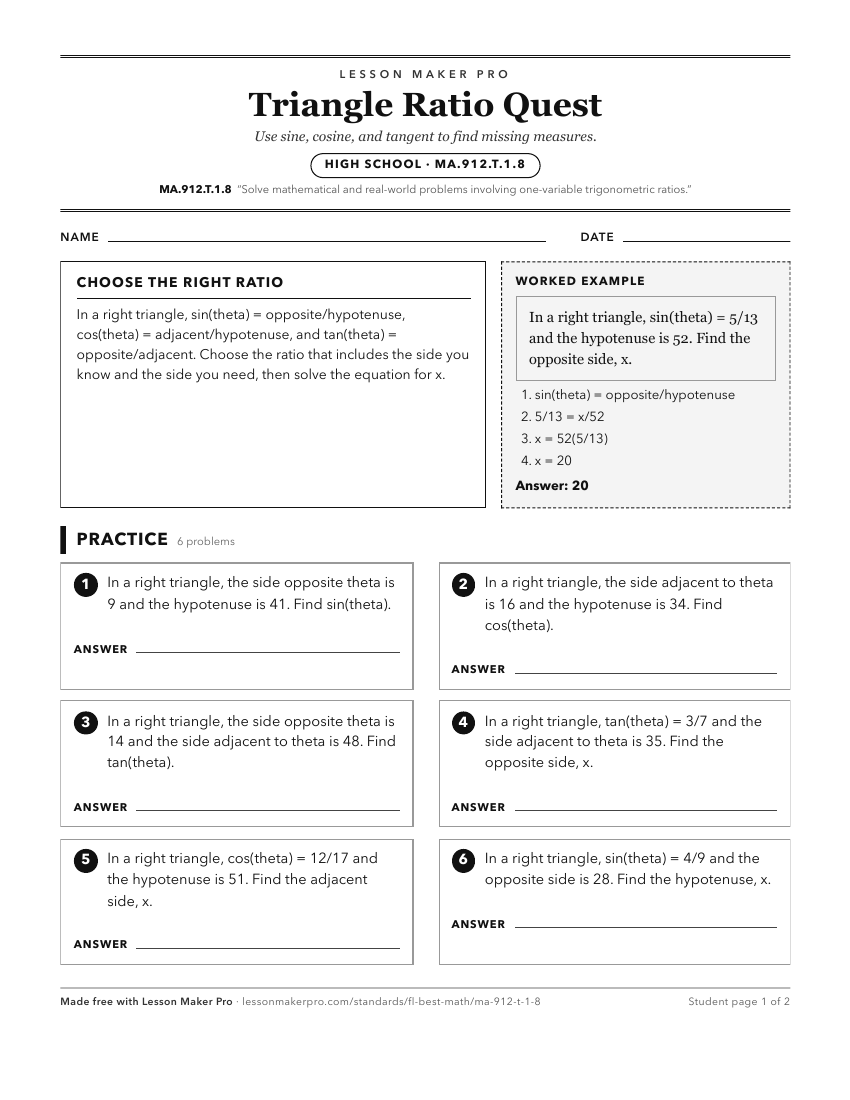 Preview of the MA.912.T.1.8 printable worksheet