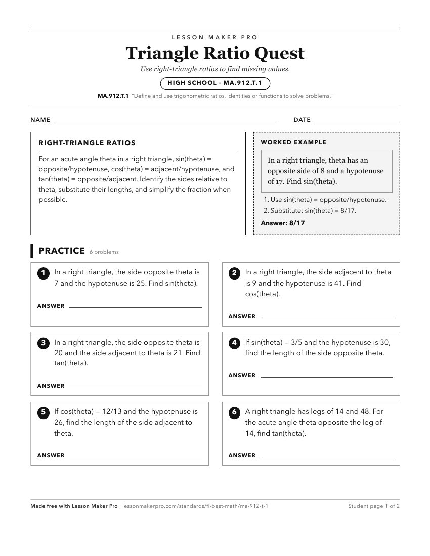 Preview of the MA.912.T.1 printable worksheet
