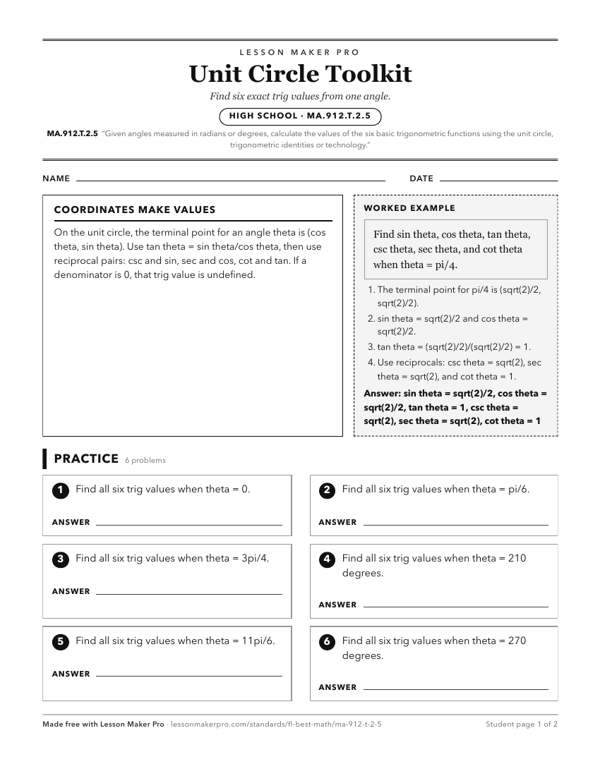Preview of the MA.912.T.2.5 printable worksheet
