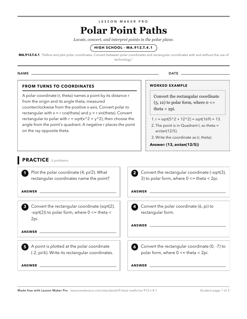 Preview of the MA.912.T.4.1 printable worksheet
