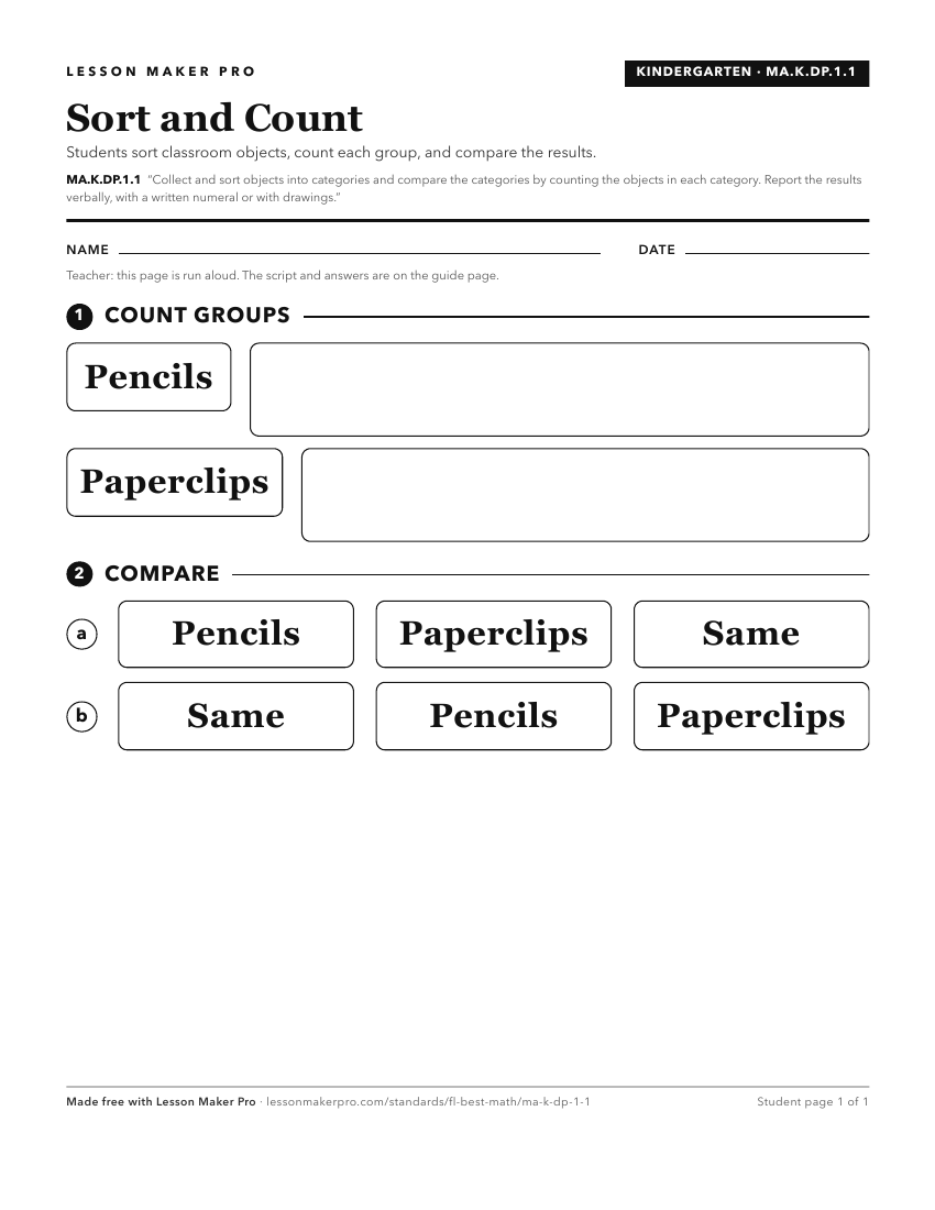 Preview of the MA.K.DP.1.1 printable worksheet