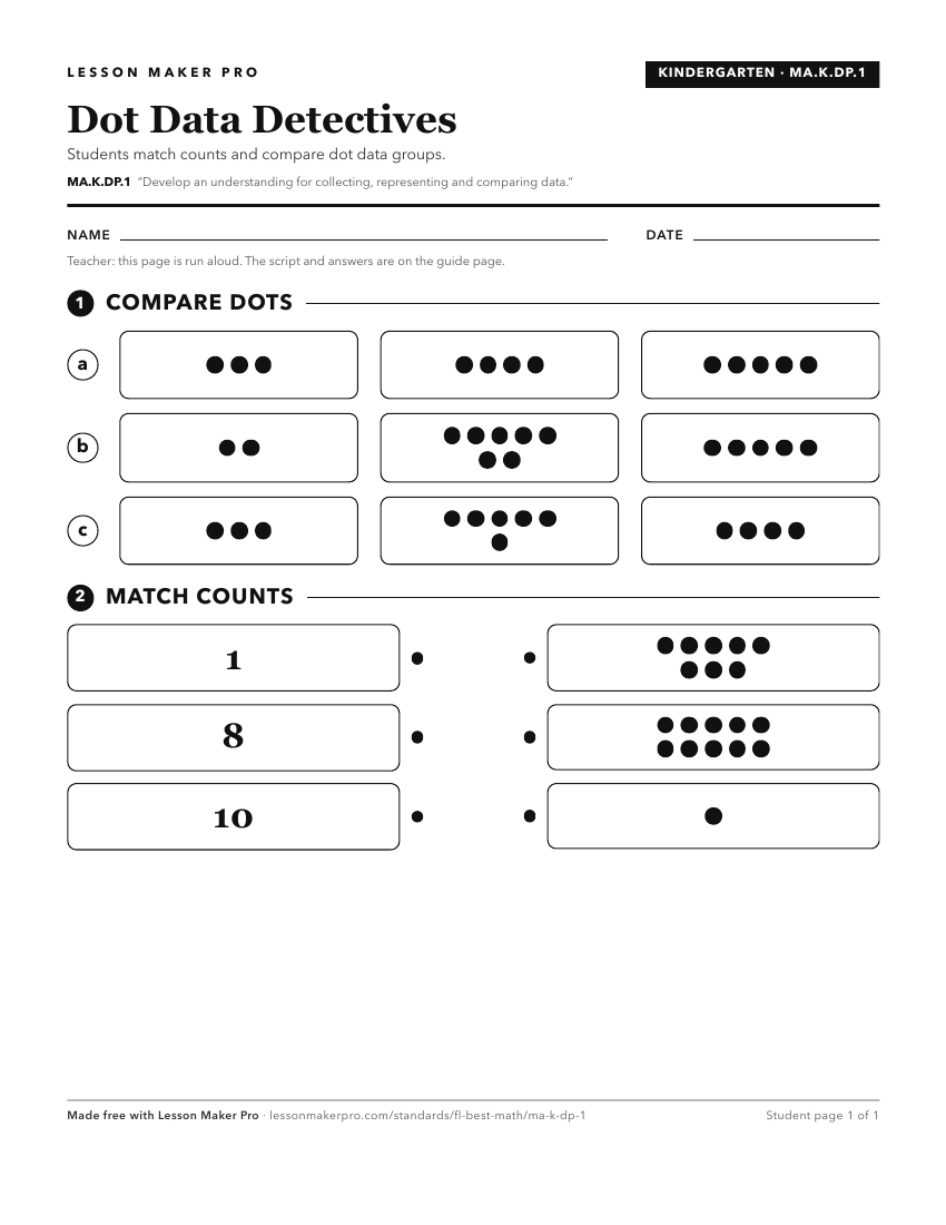 Preview of the MA.K.DP.1 printable worksheet