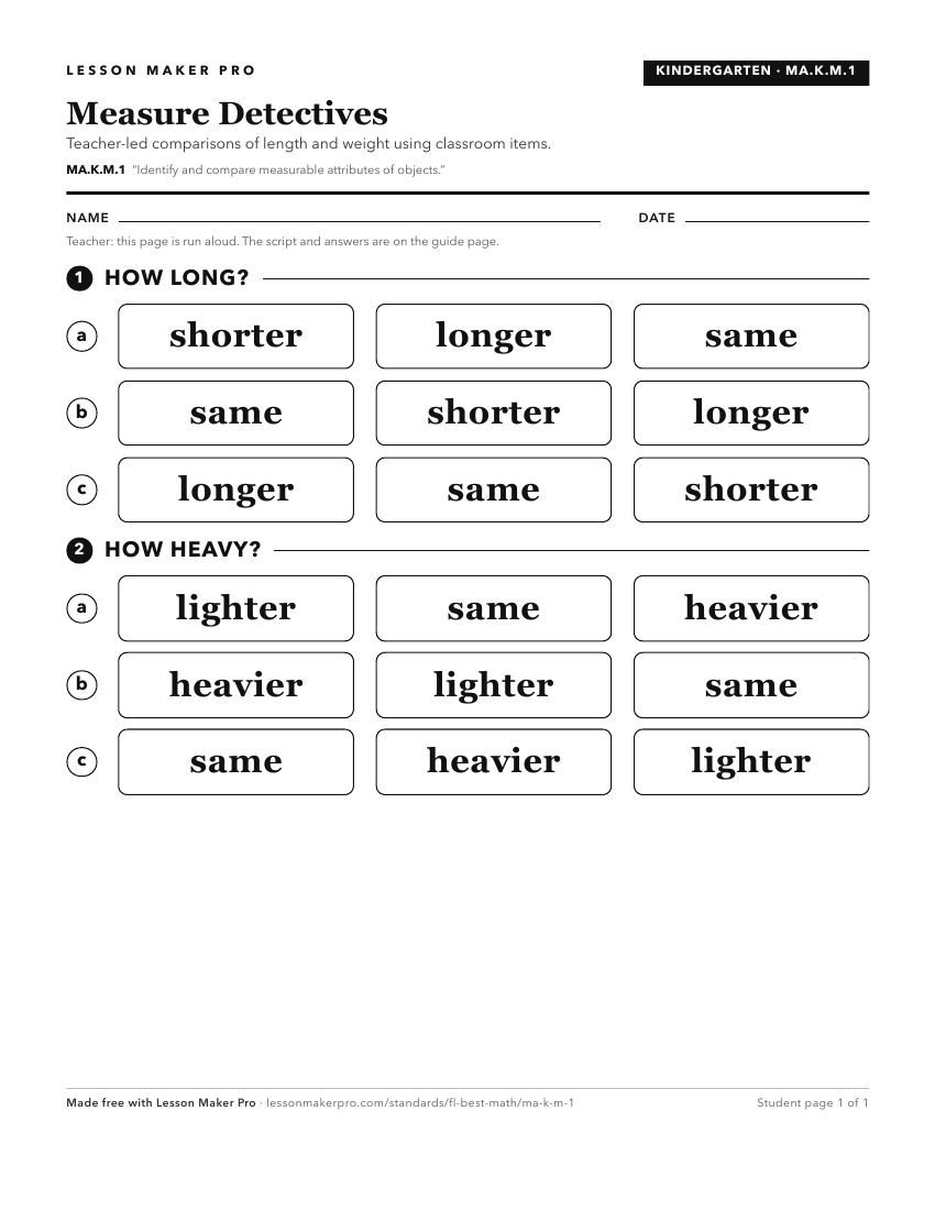 Preview of the MA.K.M.1 printable worksheet