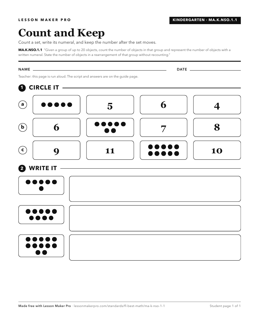 Preview of the MA.K.NSO.1.1 printable worksheet