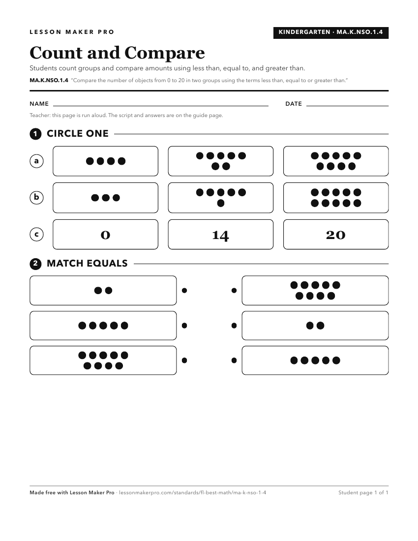 Preview of the MA.K.NSO.1.4 printable worksheet