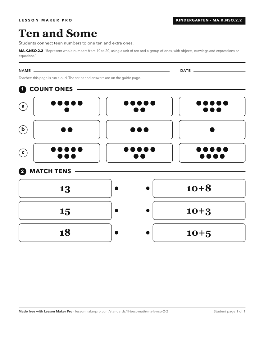 Preview of the MA.K.NSO.2.2 printable worksheet