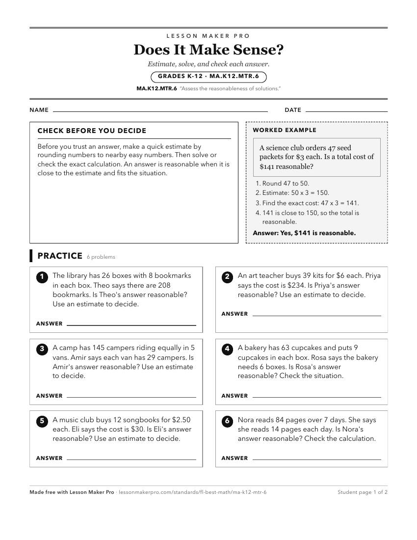 Preview of the MA.K12.MTR.6 printable worksheet