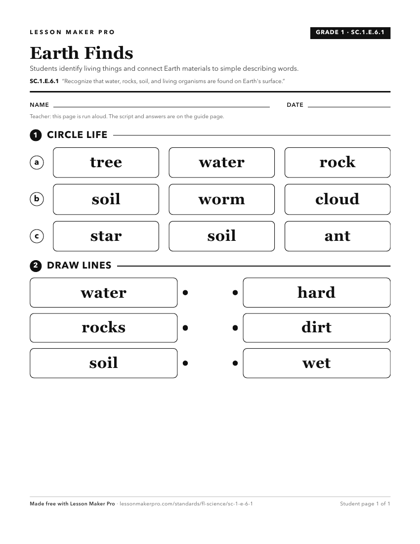 Preview of the SC.1.E.6.1 printable worksheet