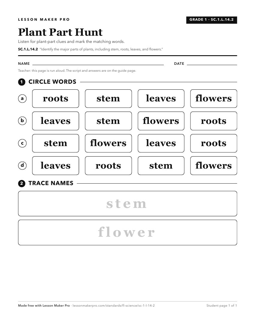 Preview of the SC.1.L.14.2 printable worksheet