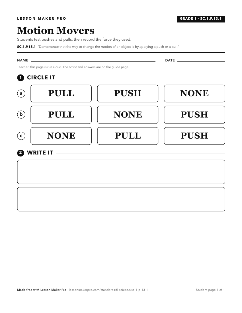 Preview of the SC.1.P.13.1 printable worksheet