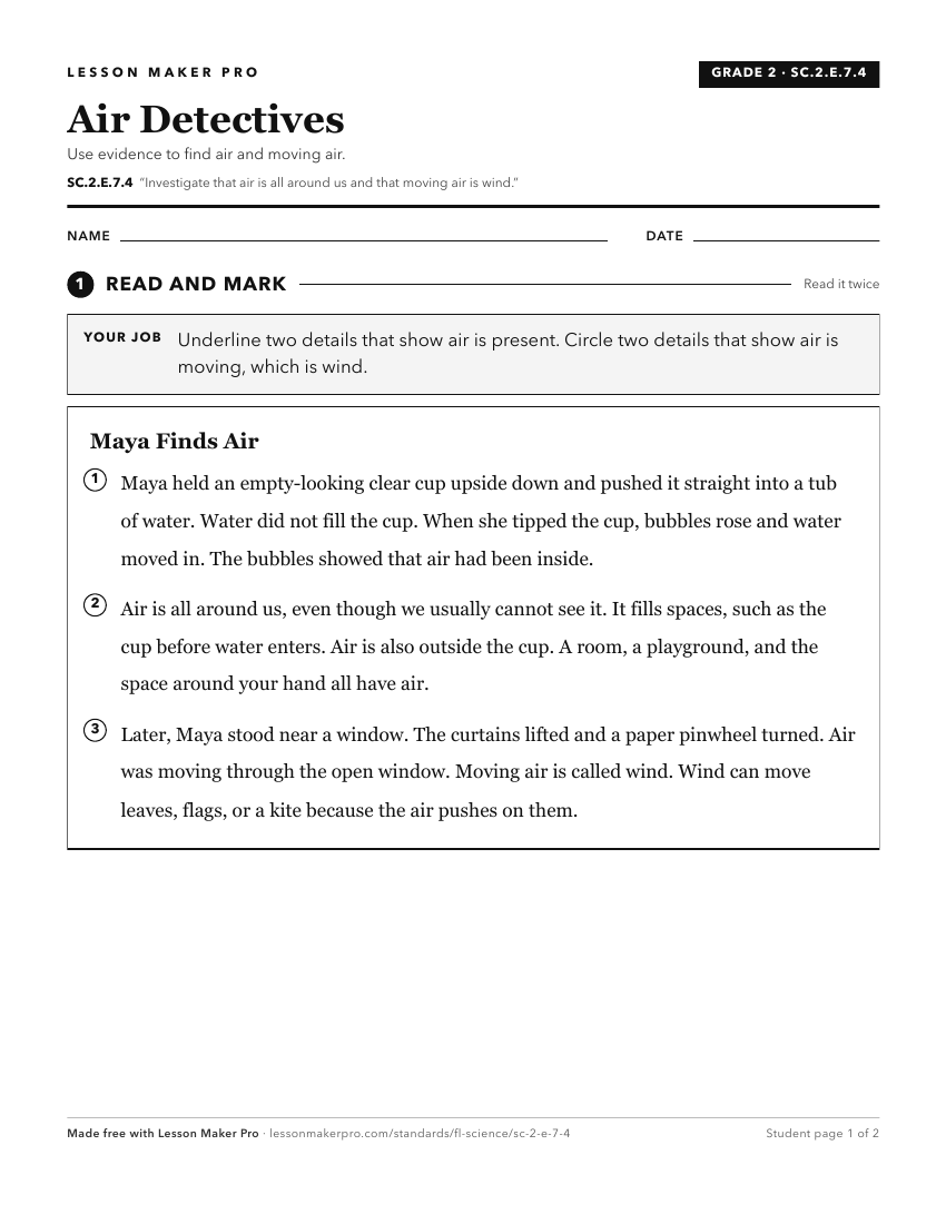 Preview of the SC.2.E.7.4 printable worksheet