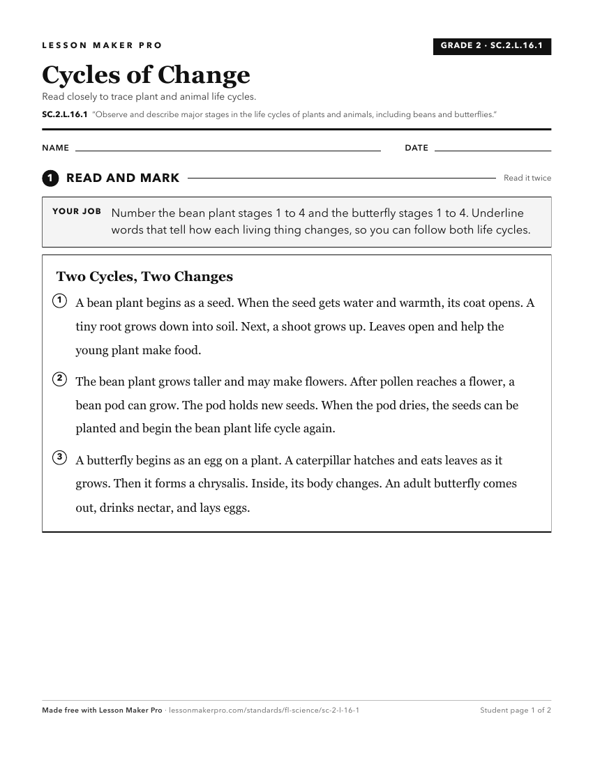 Preview of the SC.2.L.16.1 printable worksheet