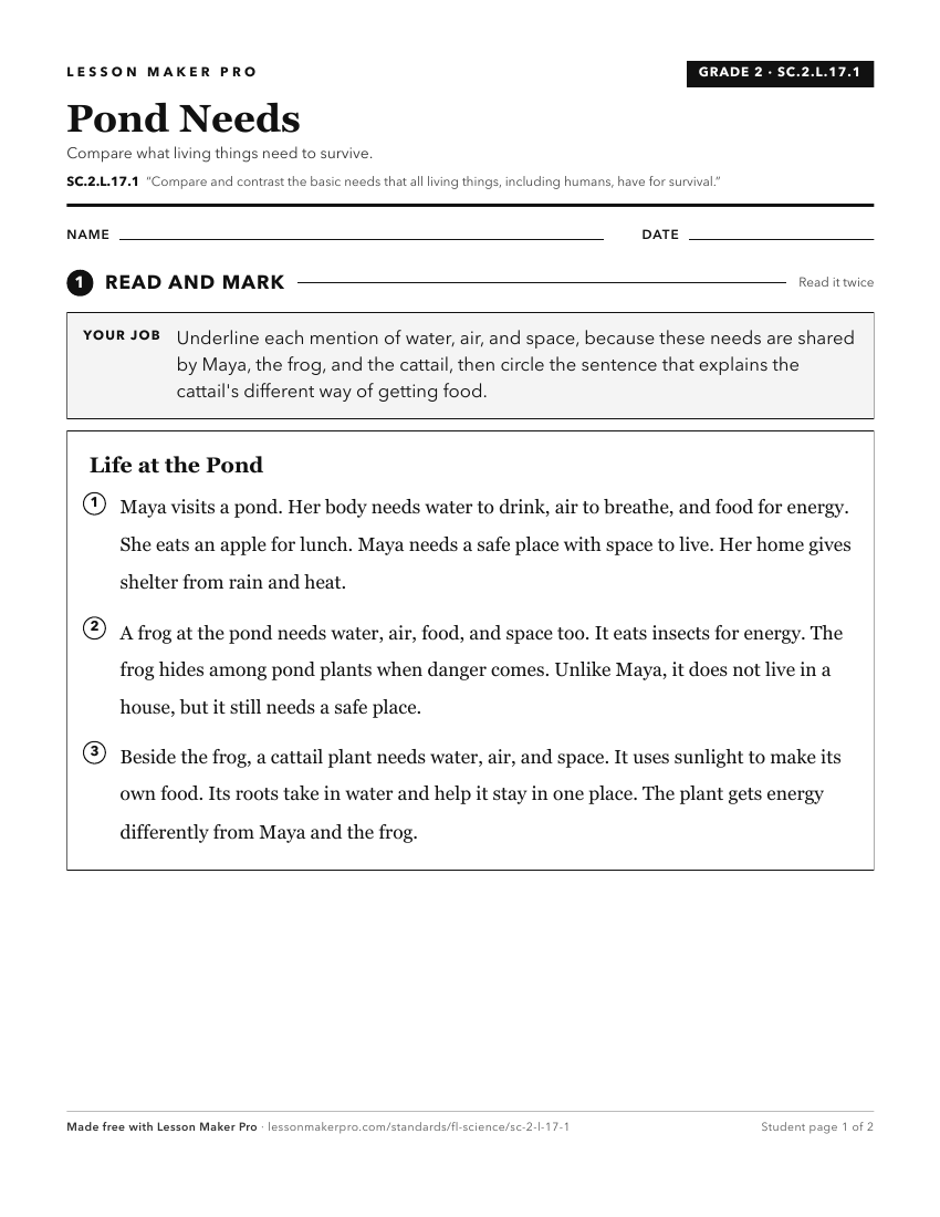 Preview of the SC.2.L.17.1 printable worksheet