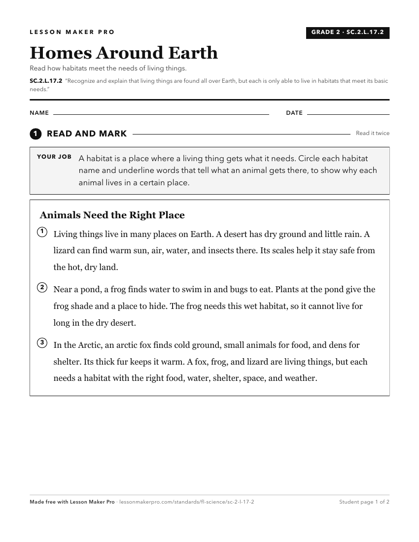 Preview of the SC.2.L.17.2 printable worksheet