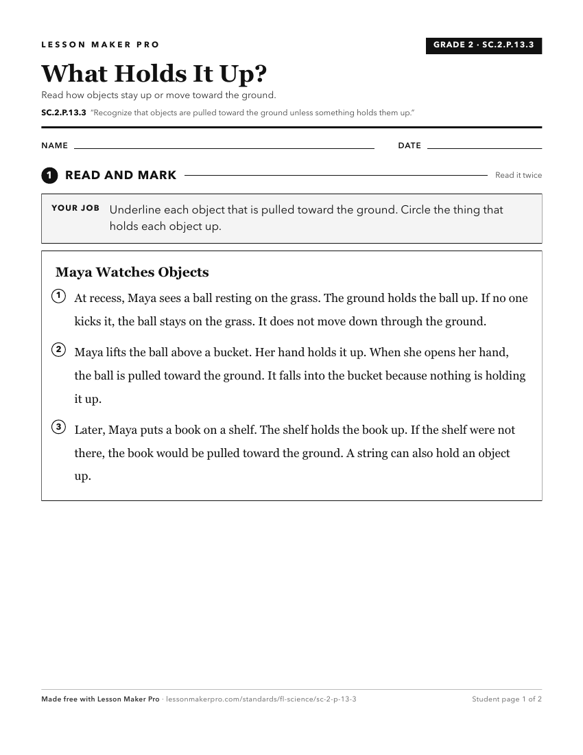 Preview of the SC.2.P.13.3 printable worksheet