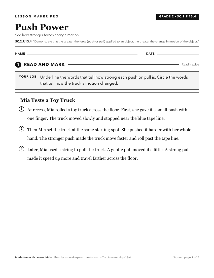 Preview of the SC.2.P.13.4 printable worksheet