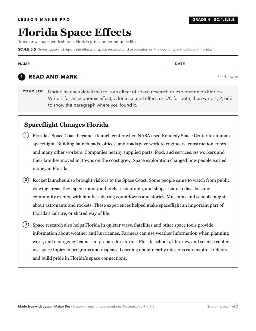 Preview of the SC.4.E.5.5 printable worksheet