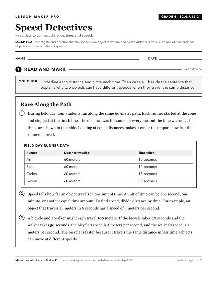 Preview of the SC.4.P.12.2 printable worksheet