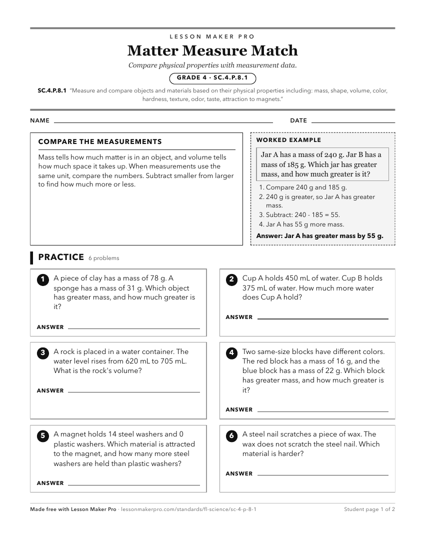 Preview of the SC.4.P.8.1 printable worksheet