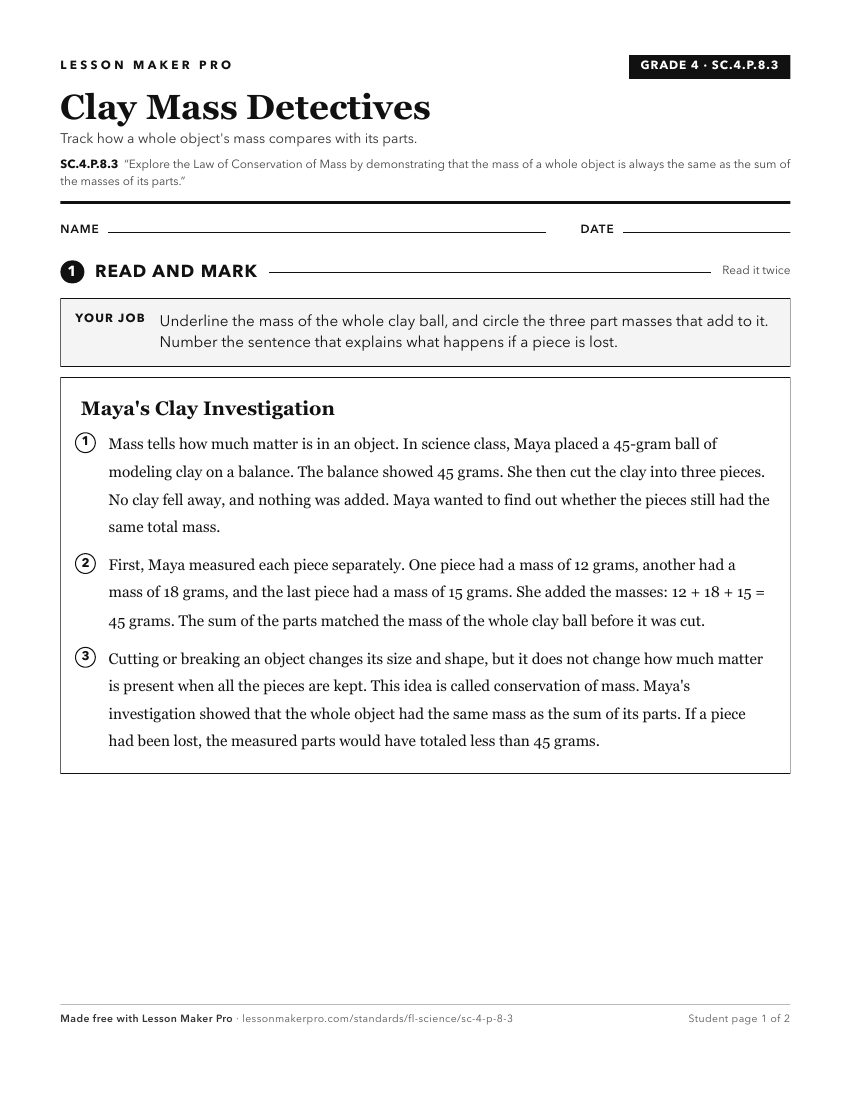 Preview of the SC.4.P.8.3 printable worksheet