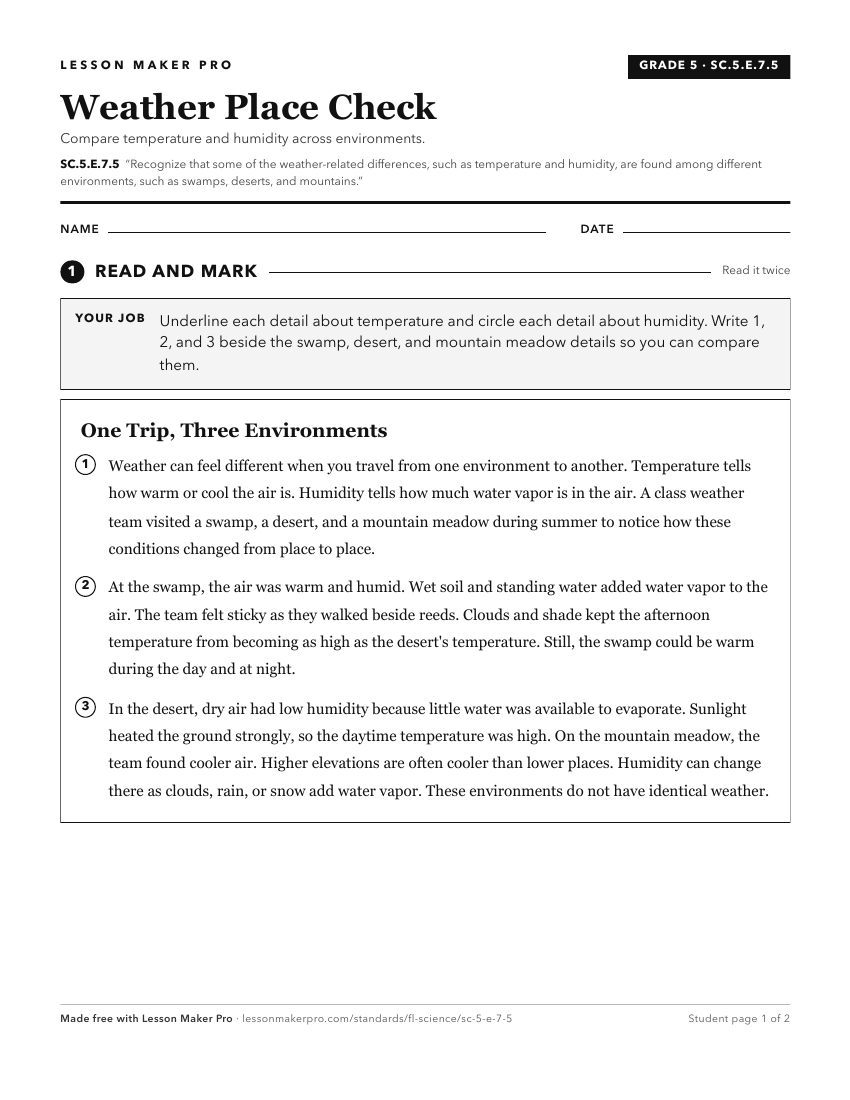 Preview of the SC.5.E.7.5 printable worksheet