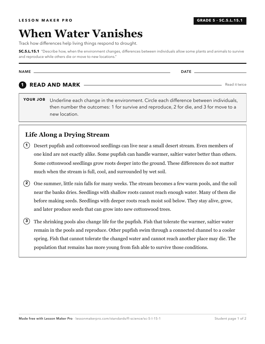 Preview of the SC.5.L.15.1 printable worksheet