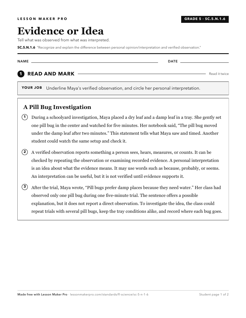 Preview of the SC.5.N.1.6 printable worksheet