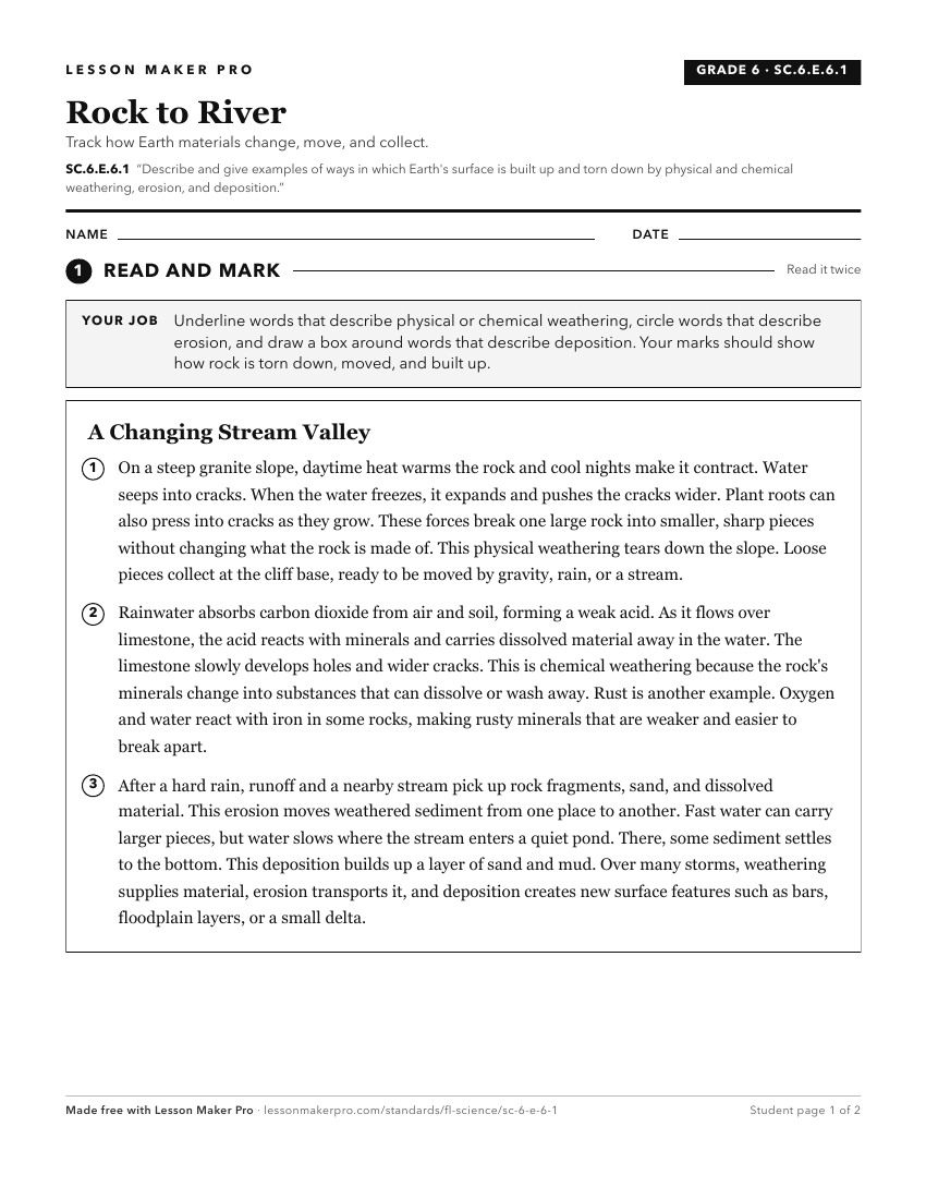 Preview of the SC.6.E.6.1 printable worksheet