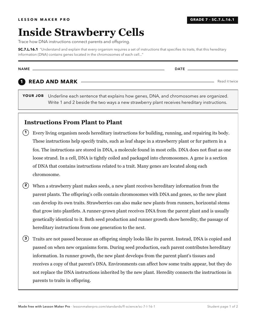 Preview of the SC.7.L.16.1 printable worksheet