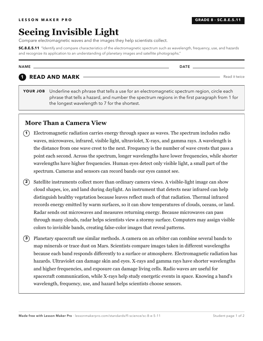 Preview of the SC.8.E.5.11 printable worksheet