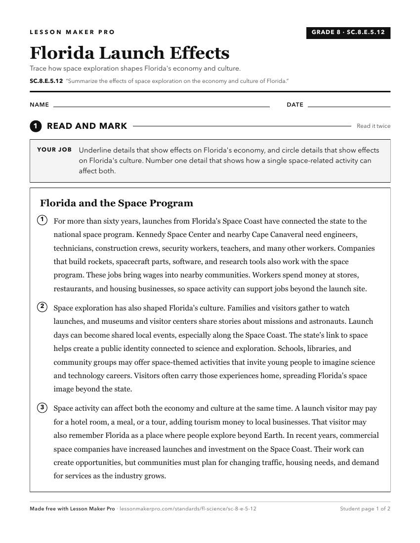 Preview of the SC.8.E.5.12 printable worksheet