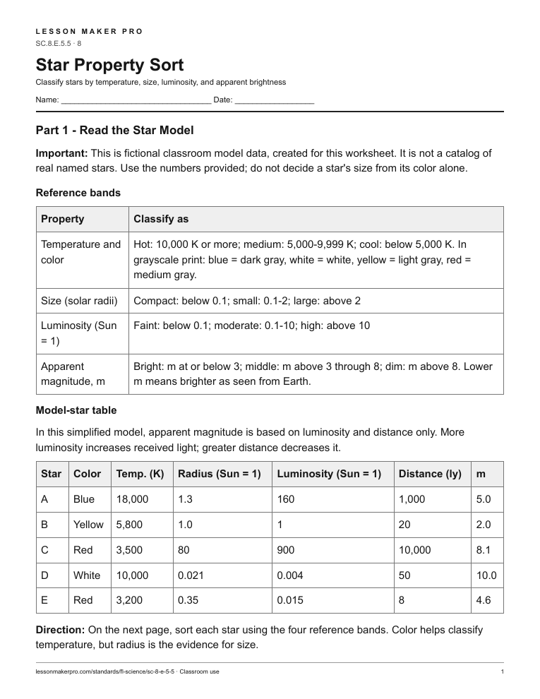 Preview of the SC.8.E.5.5 printable worksheet