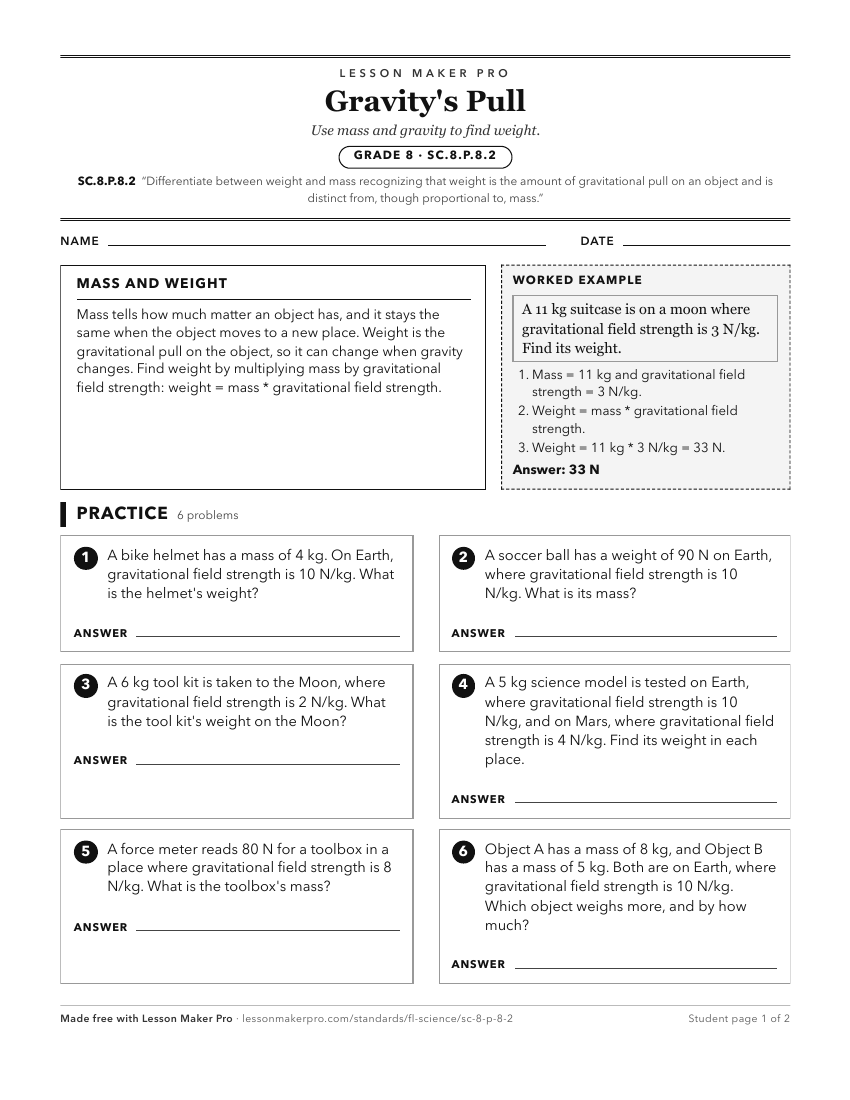 Preview of the SC.8.P.8.2 printable worksheet