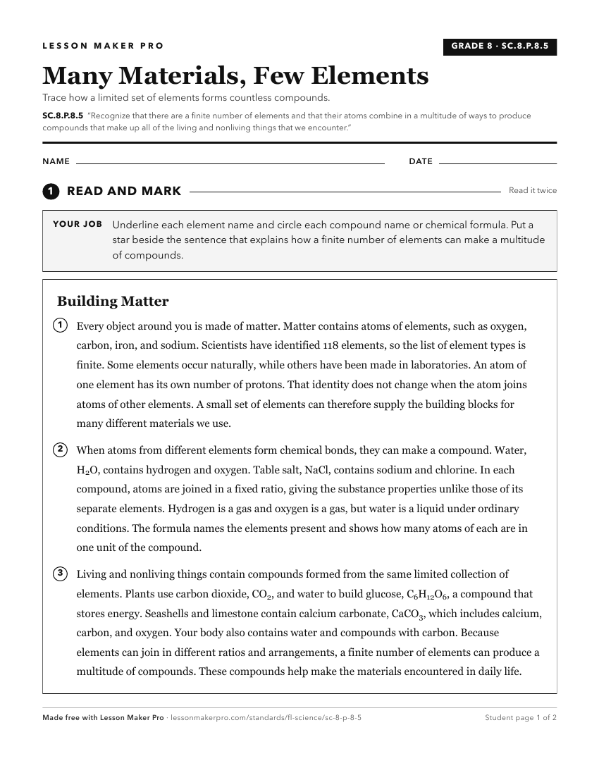 Preview of the SC.8.P.8.5 printable worksheet