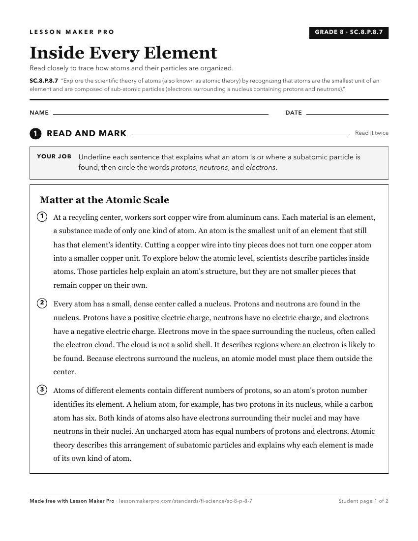 Preview of the SC.8.P.8.7 printable worksheet