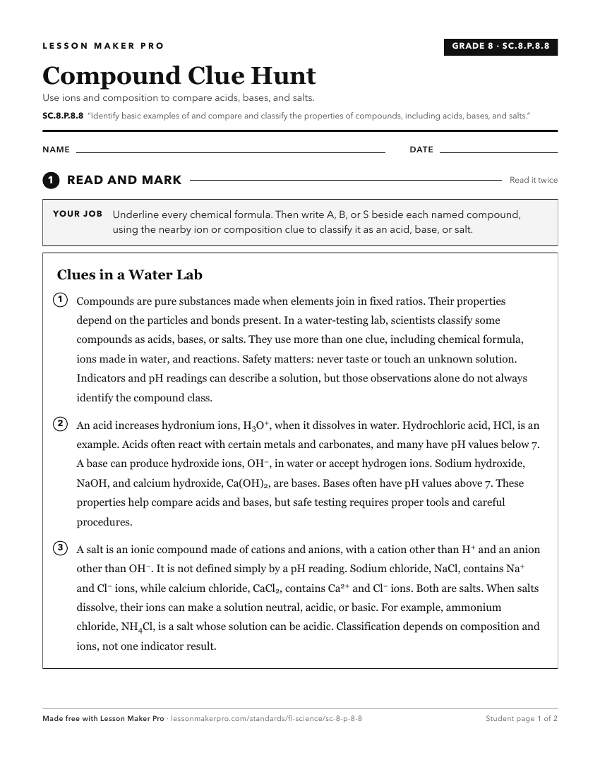 Preview of the SC.8.P.8.8 printable worksheet