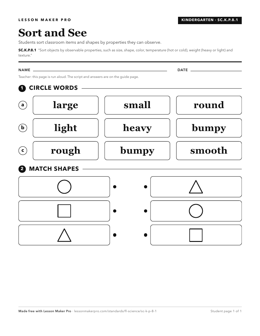 Preview of the SC.K.P.8.1 printable worksheet