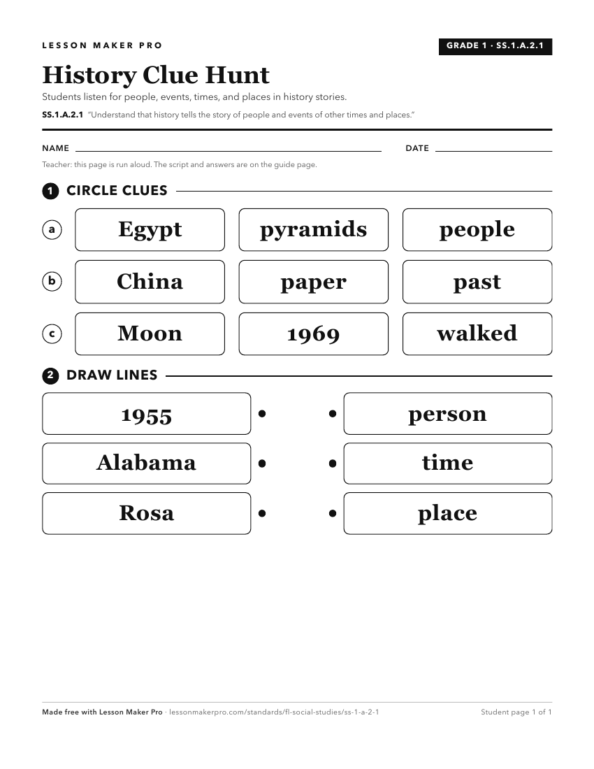 Preview of the SS.1.A.2.1 printable worksheet