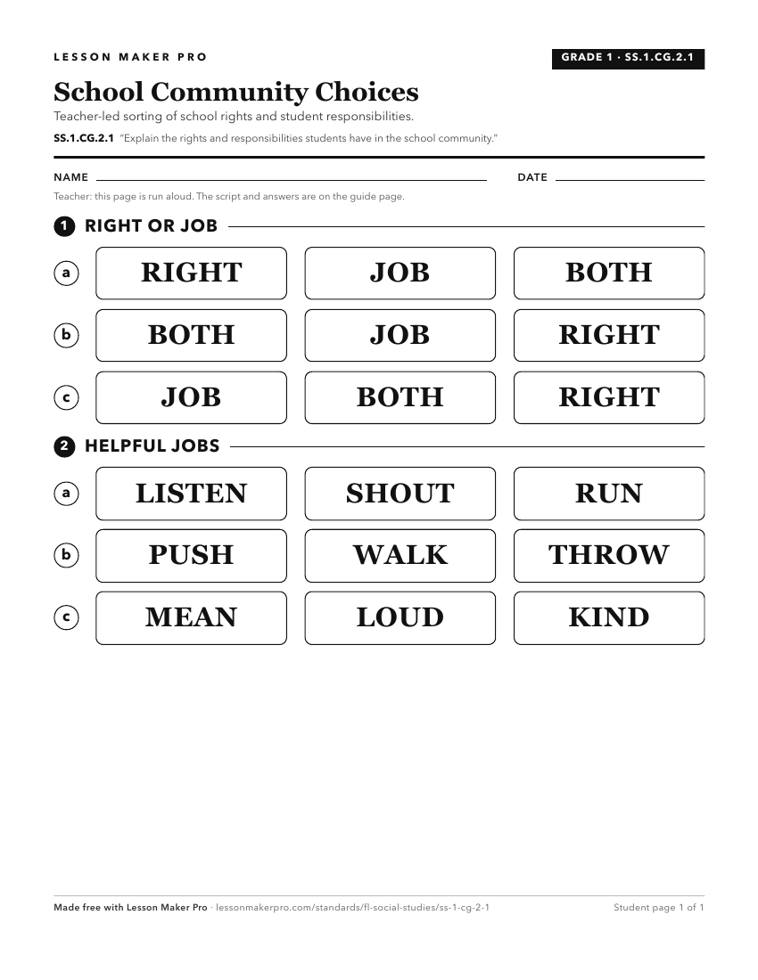 Preview of the SS.1.CG.2.1 printable worksheet