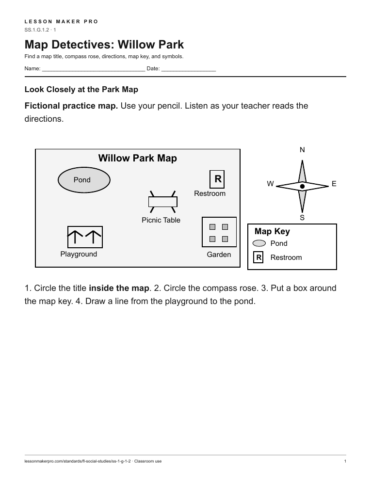 Preview of the SS.1.G.1.2 printable worksheet