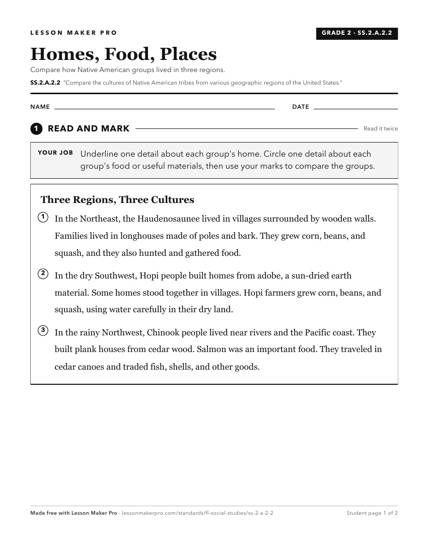 Preview of the SS.2.A.2.2 printable worksheet